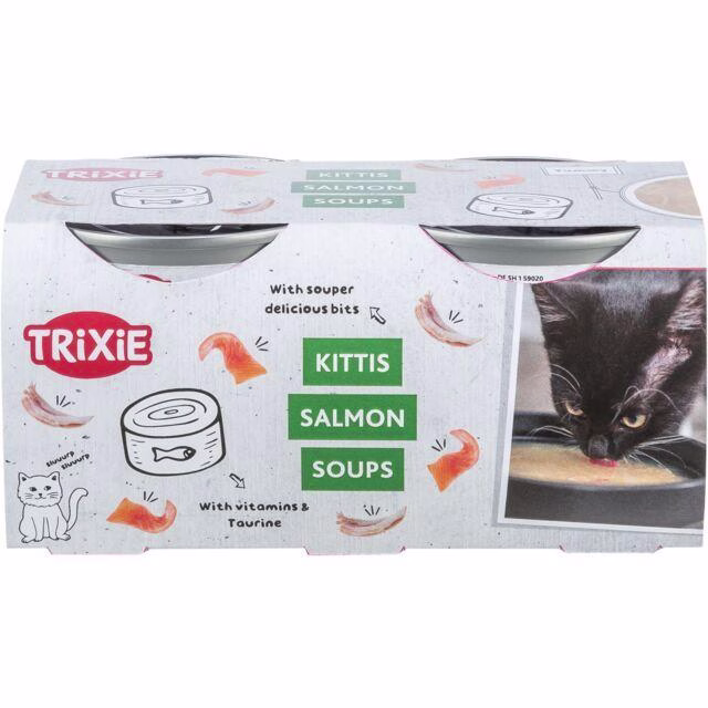 Soupe pour chat liquide, hydratation, Saumon Poulet, Taurine