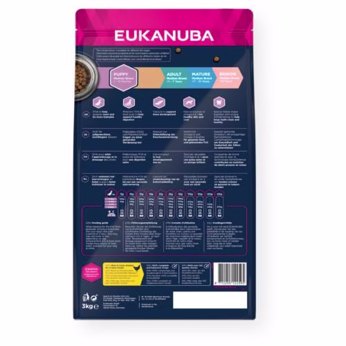 Croquettes puppy chien moyen Eukanuba au poulet frais