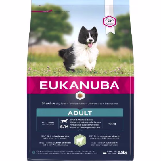 Croquettes Eukanuba adult petit et moyen chien agneau riz