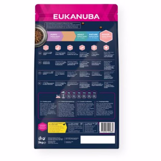 Croquettes Eukanuba chien moyen senior au poulet frais