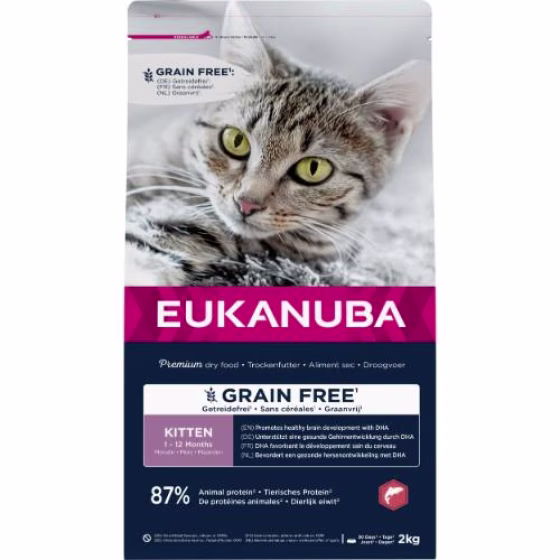 Croquettes chaton Eukanuba sans céréales au saumon