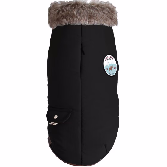 Manteau col fausse fourrure Finlande noir