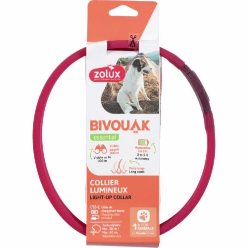 Collier Lumineux pour Chiens à Poils Longs Bivouac - Rechargeable et Ajustable