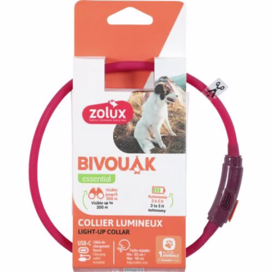 Collier Lumineux pour Chiens Bivouac - Rechargeable et Ajustable