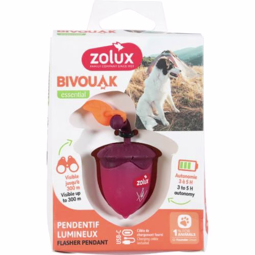 Pendentif Flasher forme Noisette USB Bivouak pour Chien