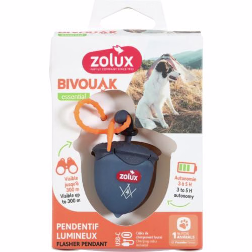 Pendentif Flasher forme Noisette USB Bivouak pour Chien