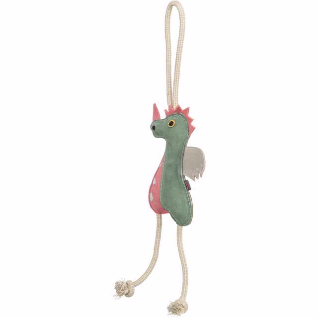 Jouet chien cuir véritable et corde dragon