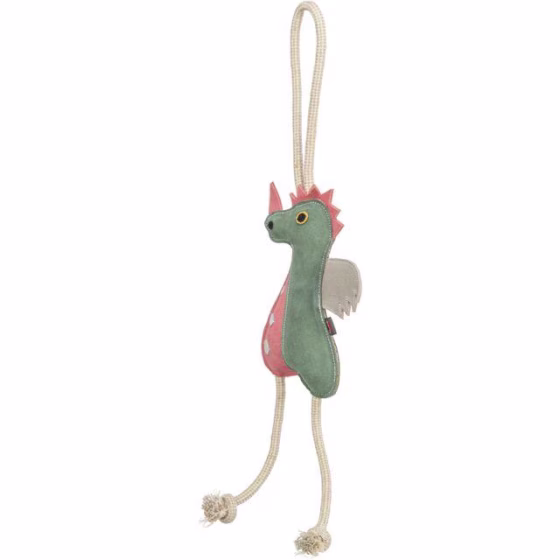 Jouet chien cuir véritable et corde dragon