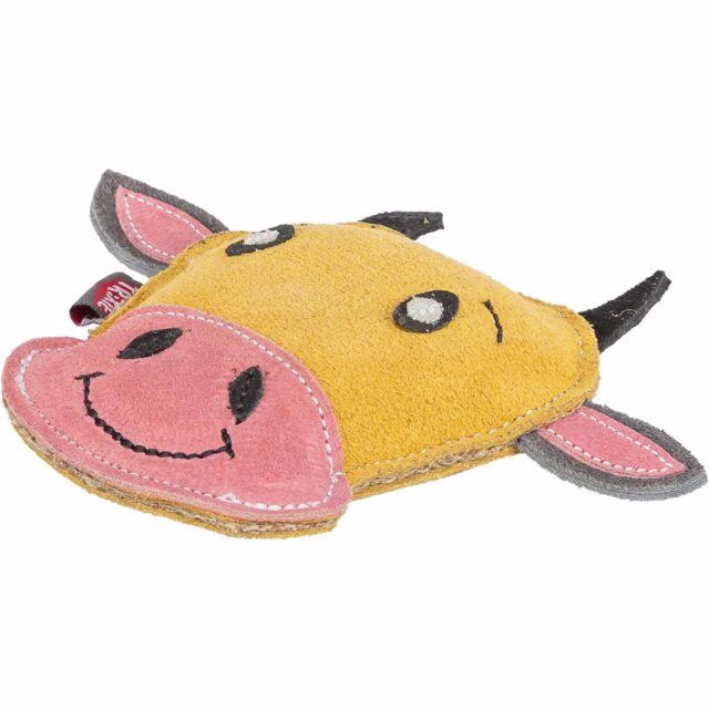 Jouet pour chien tête de vache en cuir véritable