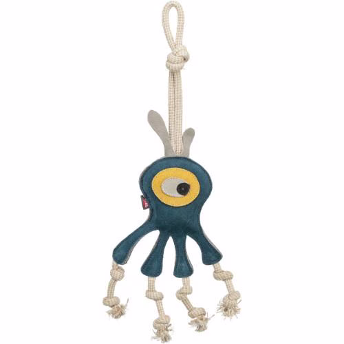 Jouet chien cuir véritable et corde monstre