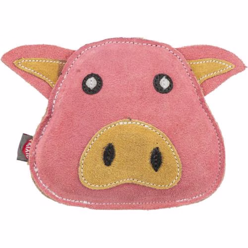 Jouet pour chien tête de cochon en cuir véritable