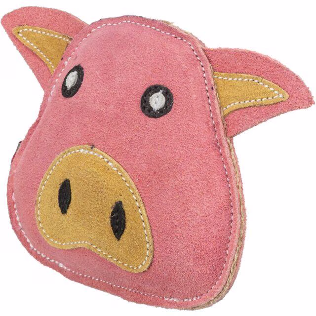 Jouet pour chien tête de cochon en cuir véritable