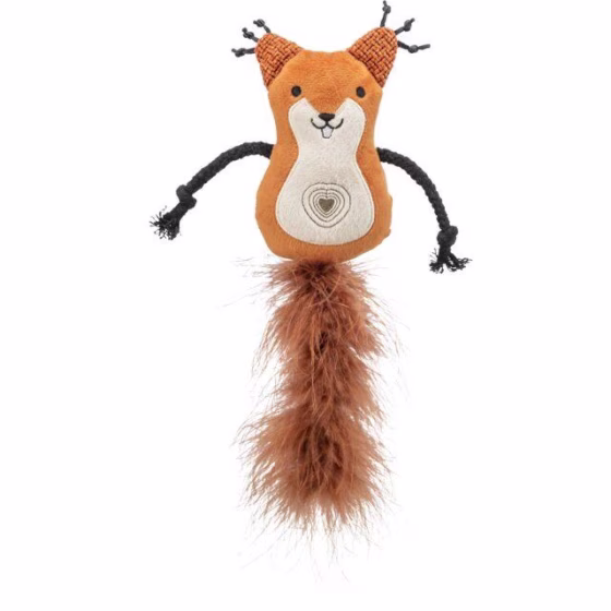 Peluche Ecureuil avec plumes pour chat