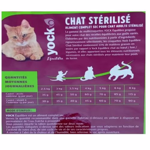 Croquettes pour chat adulte stérilisé, contrôle du poids & bien-être urinaire YOCK EQUILIBRE