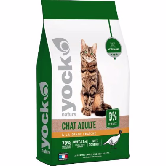 Croquettes sans céréales Chat Adulte Dinde 3 KG YOCK NATURE