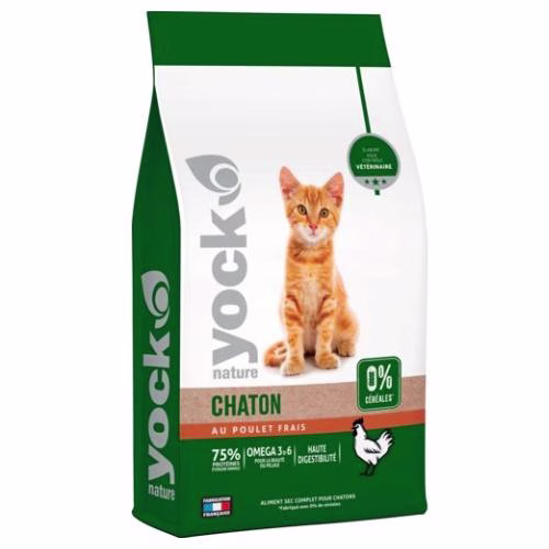 Croquettes sans céréales pour chaton Poulet frais 2KG YOCK NATURE