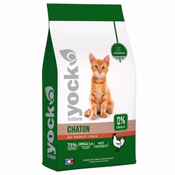 Croquettes sans céréales pour chaton Poulet frais 2KG YOCK NATURE