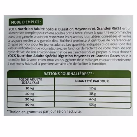 Croquettes sans céréales pour chien digestion sensible – 12 kg YOCK NATURE